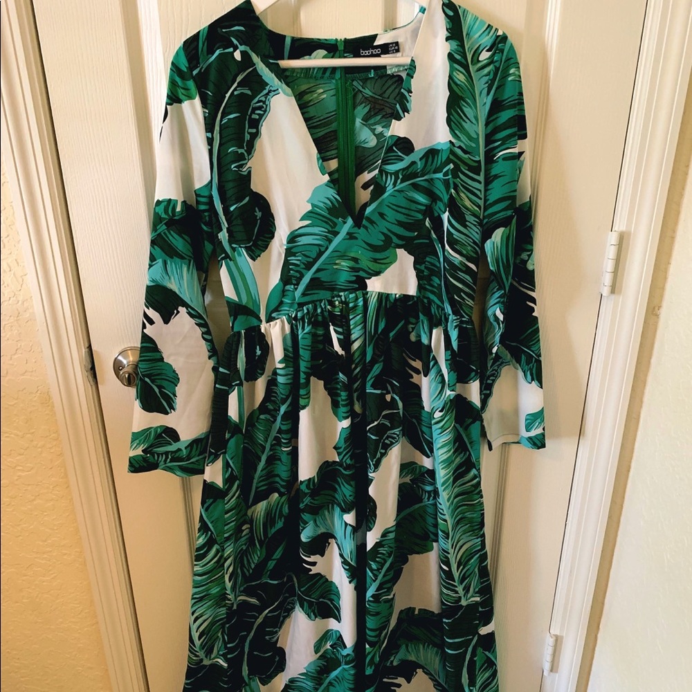 Floor length leaf dress